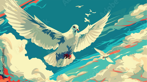 Dove of peace stop war concept background. No war  photo