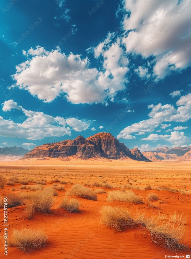 Naklejka premium Desert Landscape: Majestic Rock Formation in an Arid Wilderness