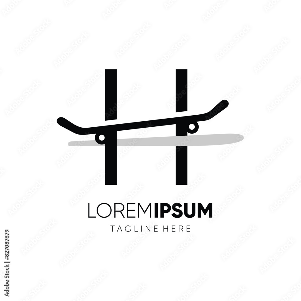 Obraz premium Letter H Initial Skateboard Logo Design Vector Icon Graphic Emblem Symbol Illustration