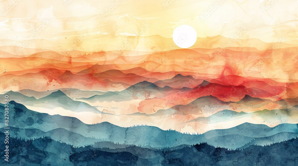 Abstract watercolor landscape with a textured and modern design Abstract watercolor landscape with a textured and modern design