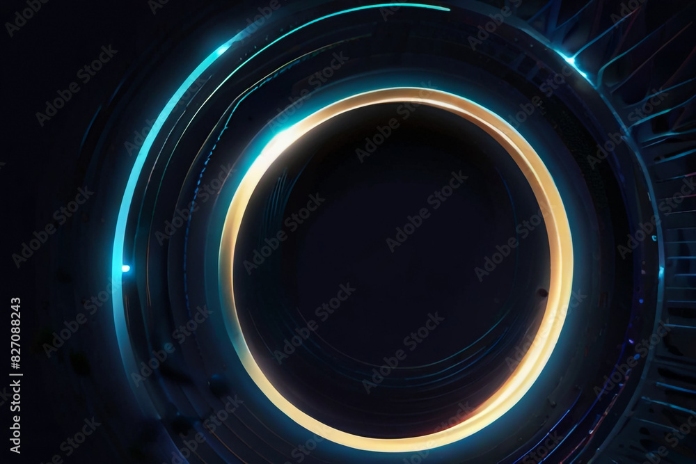 Abstract glowing circle lines on dark blue background. Geometric stripe line art design. Modern shiny blue lines Abstract glowing circle lines on dark blue background. Geometric stripe line art design. Modern shiny blue lines