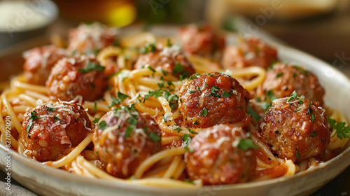 Itallian spaghetti and meatballs and parmegano 