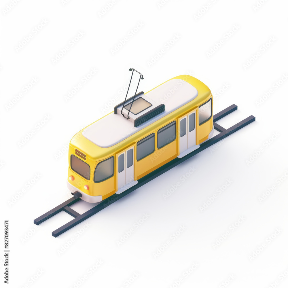 tram icon in 3D style on a white background tram icon in 3D style on a white background