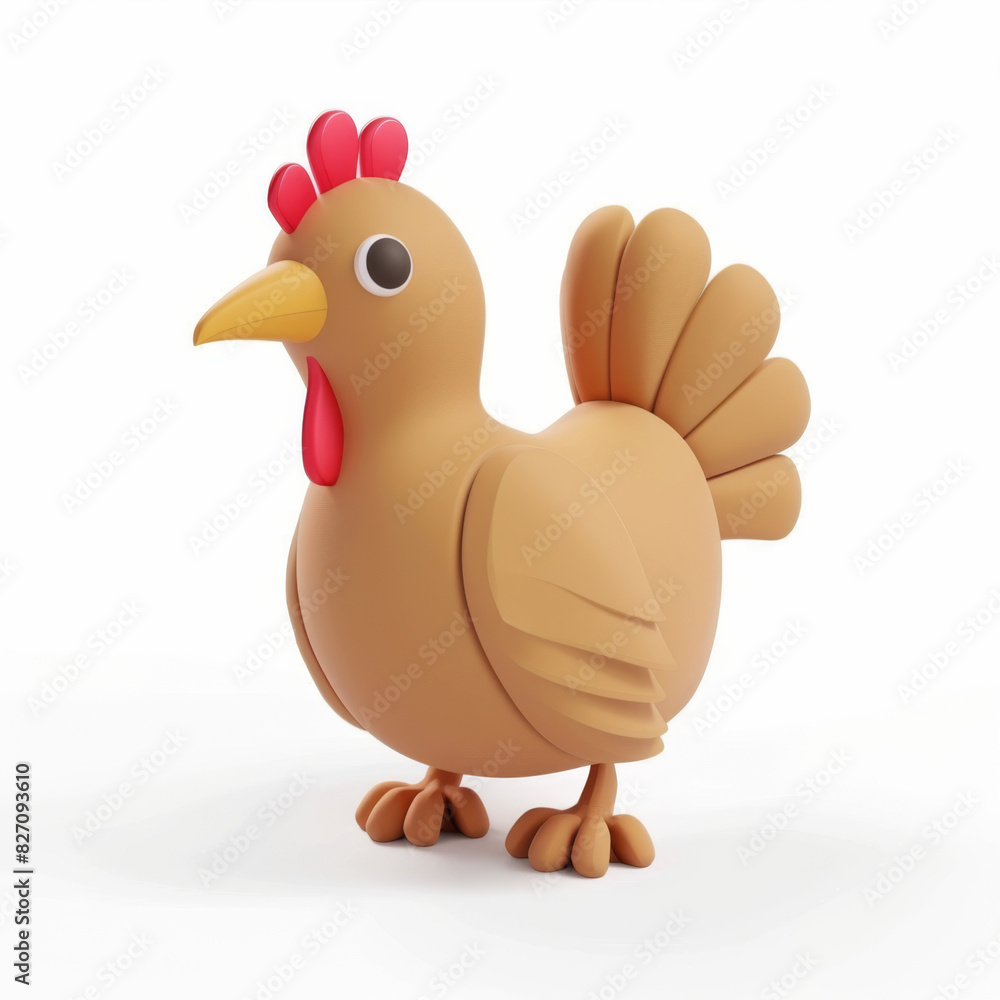 chicken icon in 3D style on a white background chicken icon in 3D style on a white background
