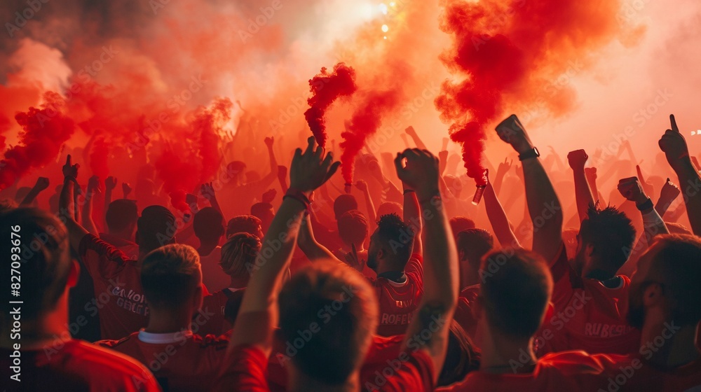 Football Red Rage Red team Football fans cheering and celebrating league winner with red ...