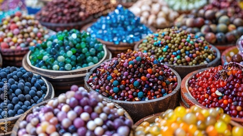 Colorful stone beads variety found in street markets © pngking