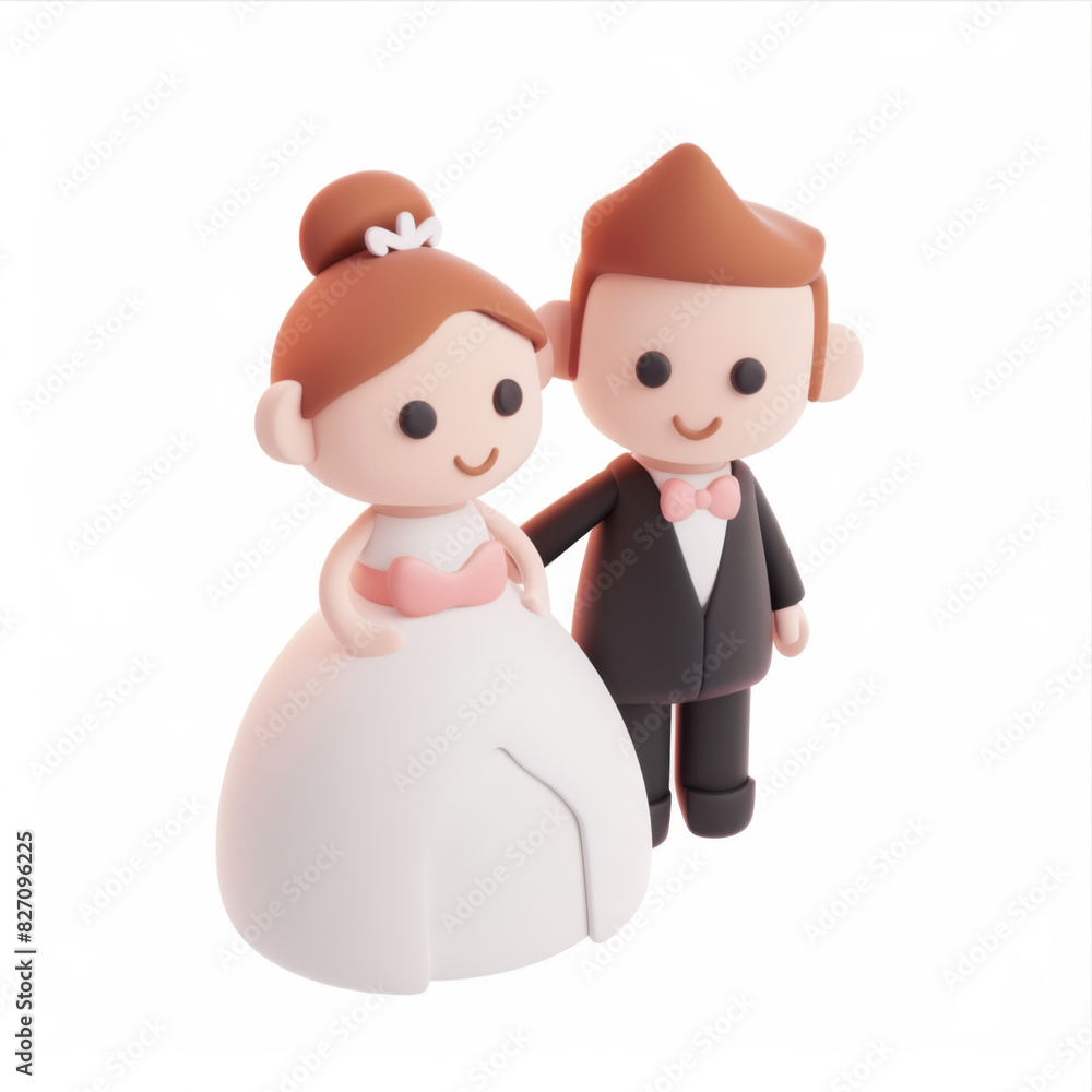 bride and groom icon in 3D style on a white background bride and groom icon in 3D style on a white background