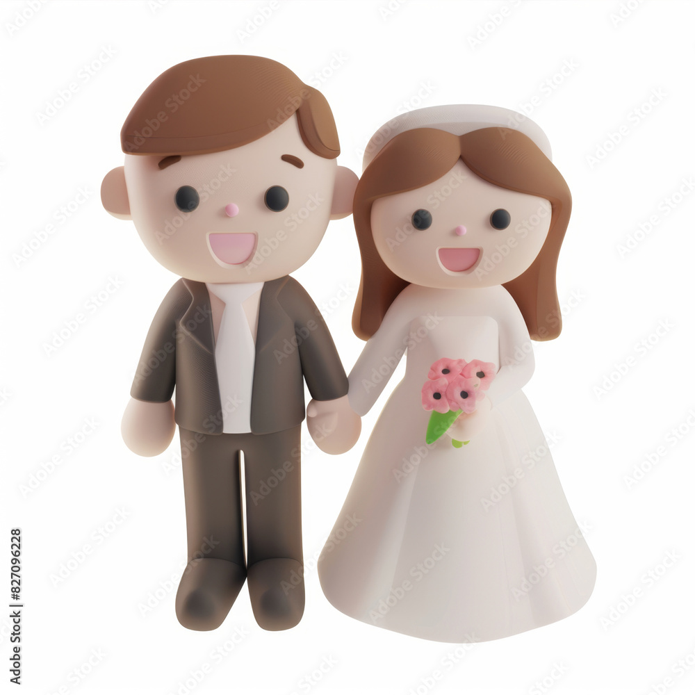 bride and groom icon in 3D style on a white background bride and groom icon in 3D style on a white background