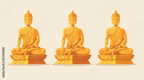 Four of four golden Buddha statue. Sitting monk sculp photo
