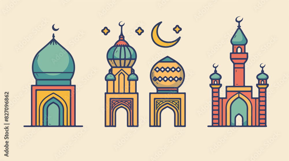 Four of Islamic Shape Illustrations outline vectors.