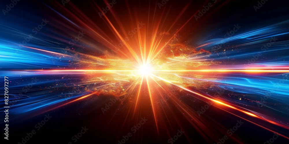 Dynamic burst of light with blue and orange streaks, futuristic abstract background showcasing energetic motion and vibrant illumination in a cosmic space theme.banner
Dynamic burst of light with blue and orange streaks, futuristic abstract background showcasing energetic motion and vibrant illumination in a cosmic space theme.banner