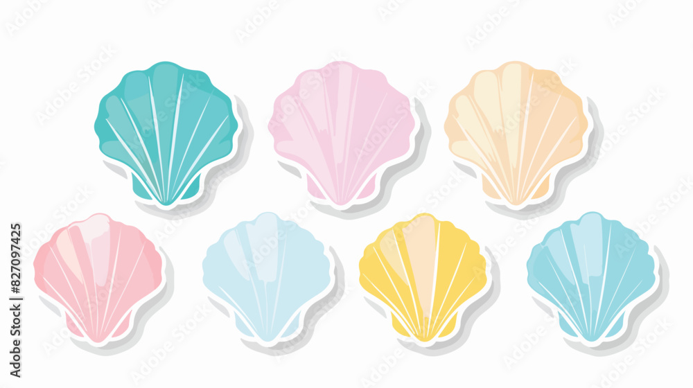 Four of Scallop pastel color with white line badge fo