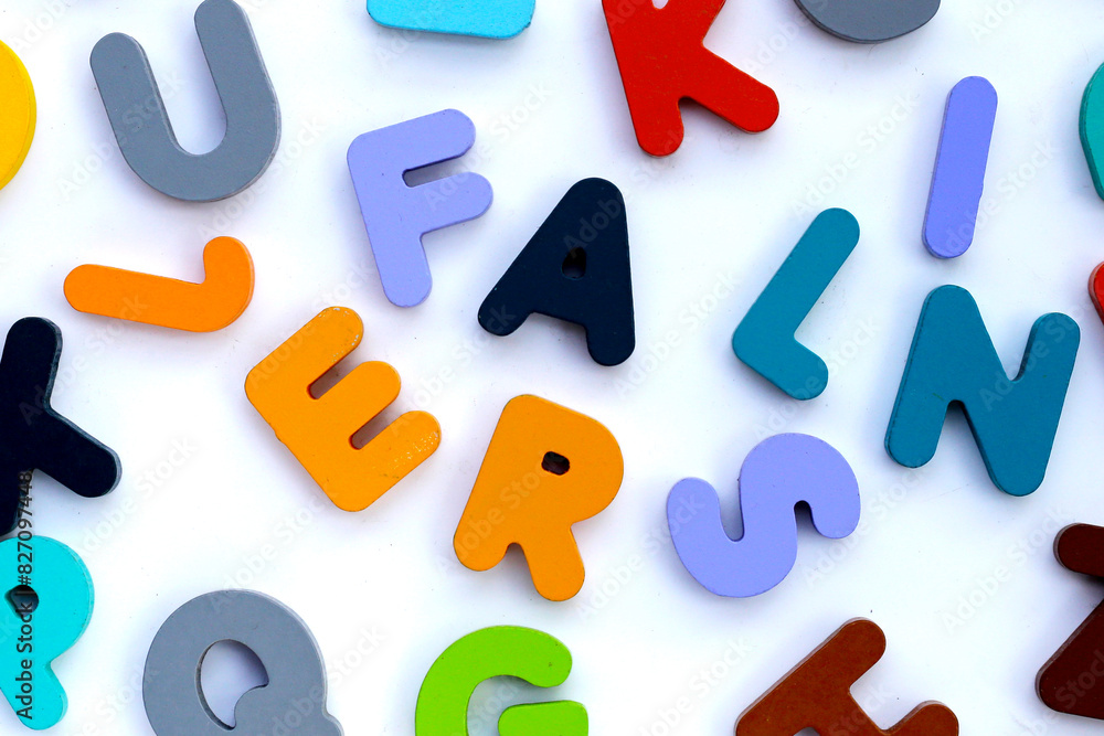 Naklejka premium Wooden alphabet letters for kids