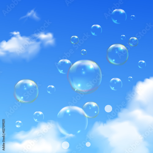soap bubbles soaring outdoor sunny summer day