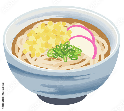 たぬきうどん イラスト シンプルな和食メニュー