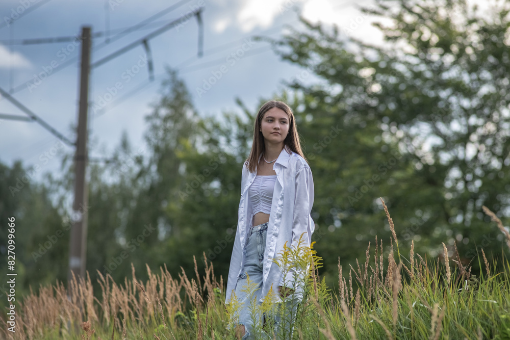 Portrait of a young beautiful long-haired girl outdoors. Portrait of a young beautiful long-haired girl outdoors.