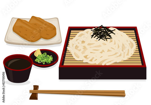 食事_和食_麺類_ざるうどん定食_いなり寿司