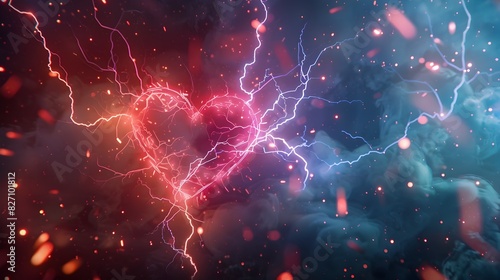 Pink heart valentine's day glowing red electrify photo