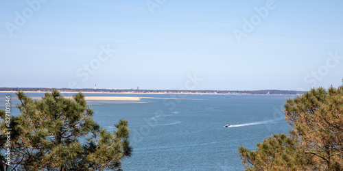 Banc d'Arguin island and Altlantic Ocean see from corniche top of the Dune of Pyla photo