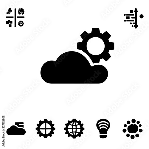 icon gear and cloud Vector SVG