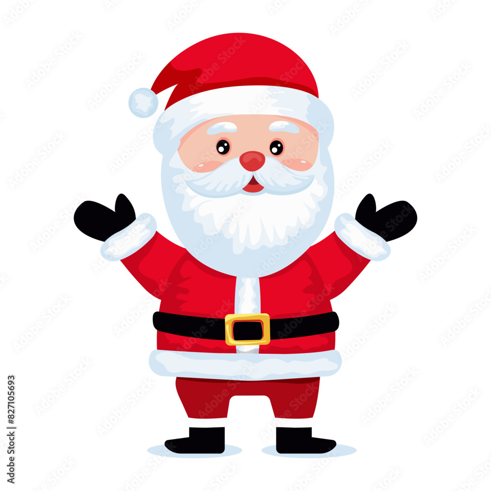 Cute Santa Claus Christmas and New Year. Cheerful, kind Santa, will wish you a Merry Christmas. Vector illustration. Isolated. Cute Santa Claus Christmas and New Year. Cheerful, kind Santa, will wish you a Merry Christmas. Vector illustration. Isolated.
