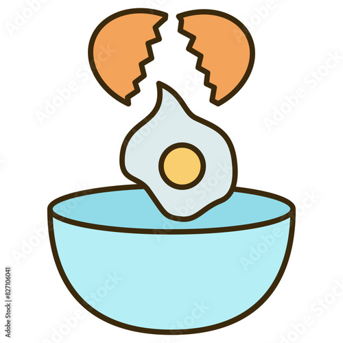 illustration of a bowl and cracked egg