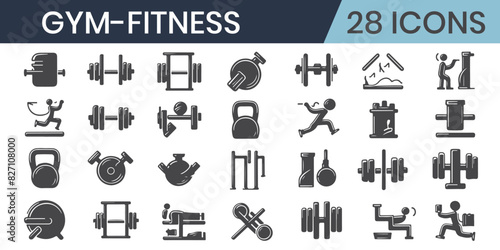 Fitness and Workout Line Icons. Editable Stroke