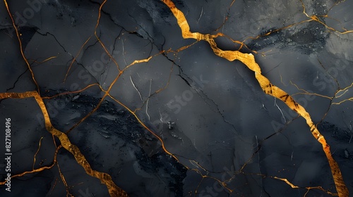 black marble background with golden veins