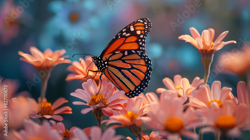A Monarch butterfly with wings wide opened