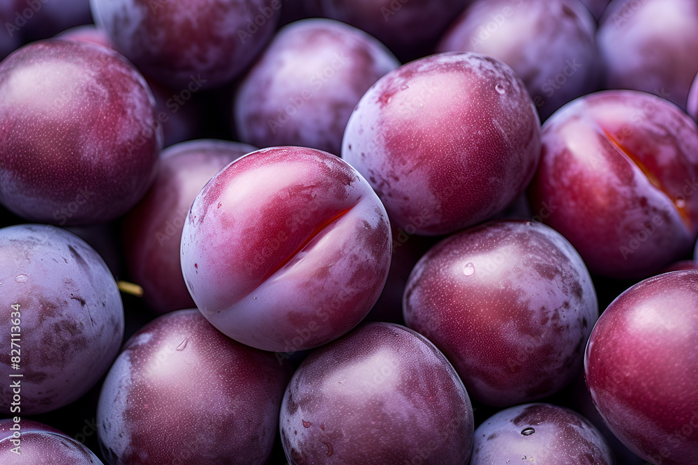 Obraz premium red plums close up