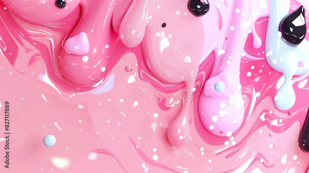 Fototapeta premium pink and white forms pattern; midpoint, black-white object; center, black object