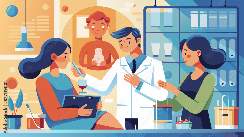 Pediatric Checkup: Child Health Consultation with Family Doctor and Mother. Test tube babies reproduction Pediatric Checkup: Child Health Consultation with Family Doctor and Mother. Test tube babies reproduction