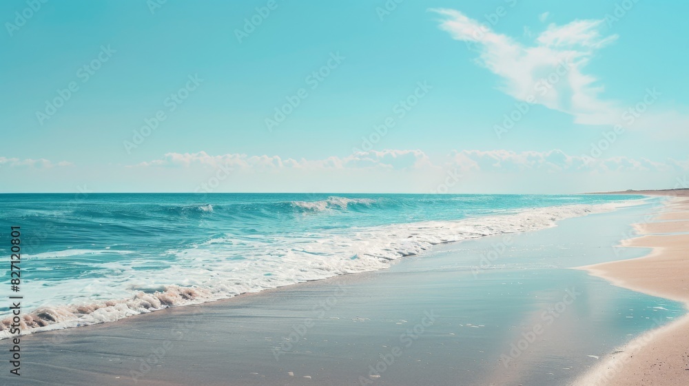 Fototapeta premium Soft wave of the sea on the sandy beach landscape background