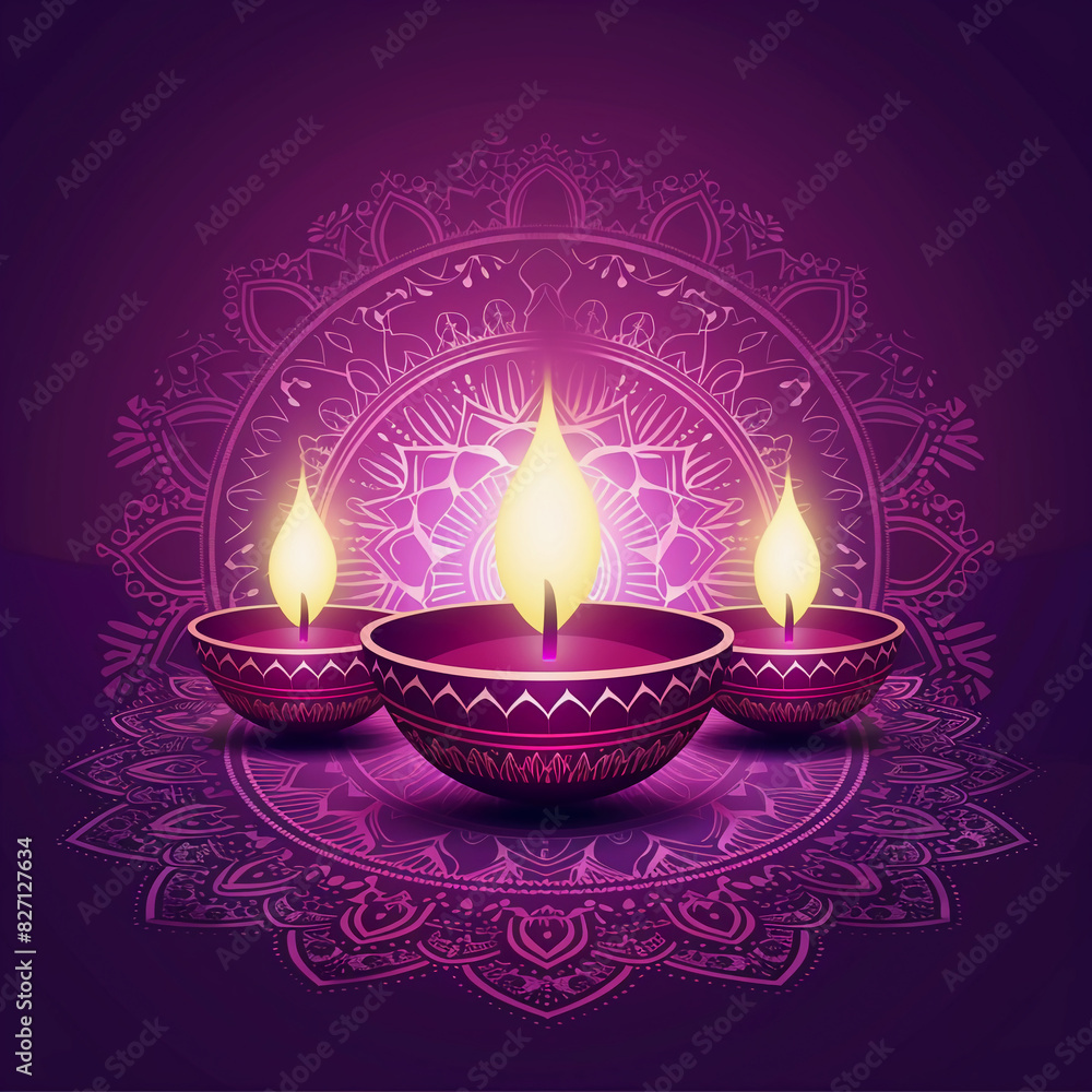 Radiant Diwali Greetings on a Royal Purple Backdrop Radiant Diwali Greetings on a Royal Purple Backdrop