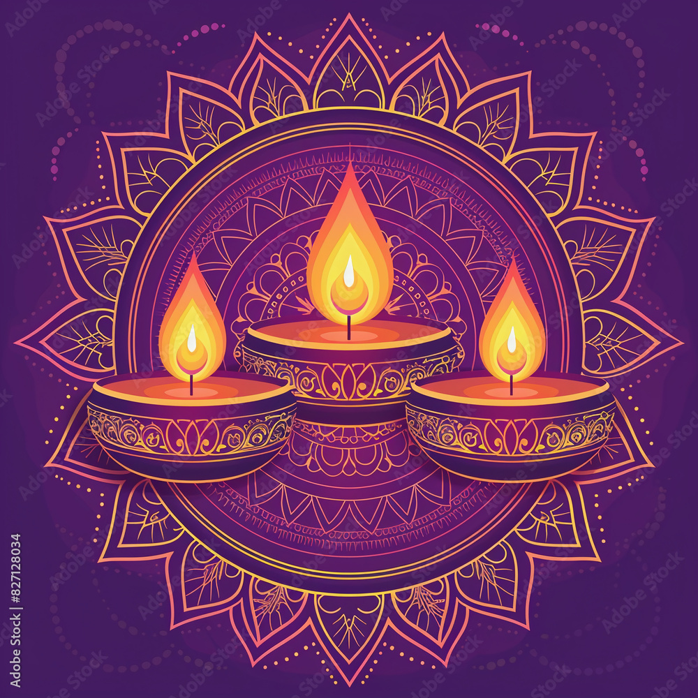 Radiant Diwali Greetings on a Royal Purple Backdrop Radiant Diwali Greetings on a Royal Purple Backdrop