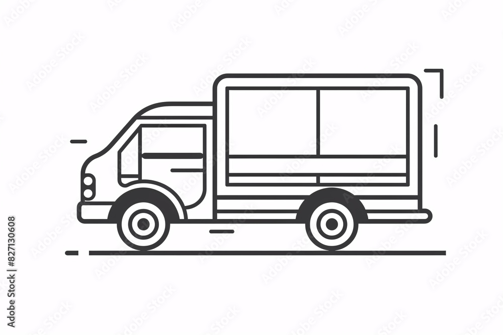 a black and white drawing of a truck