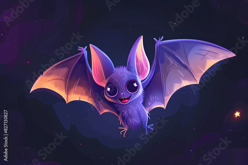 a cute flying bat vector