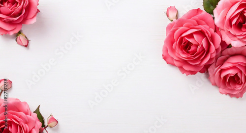 rose flower background. Wedding invitation cards. Valentine's day or mother day holiday concept, top view empty space © Светлана Квет