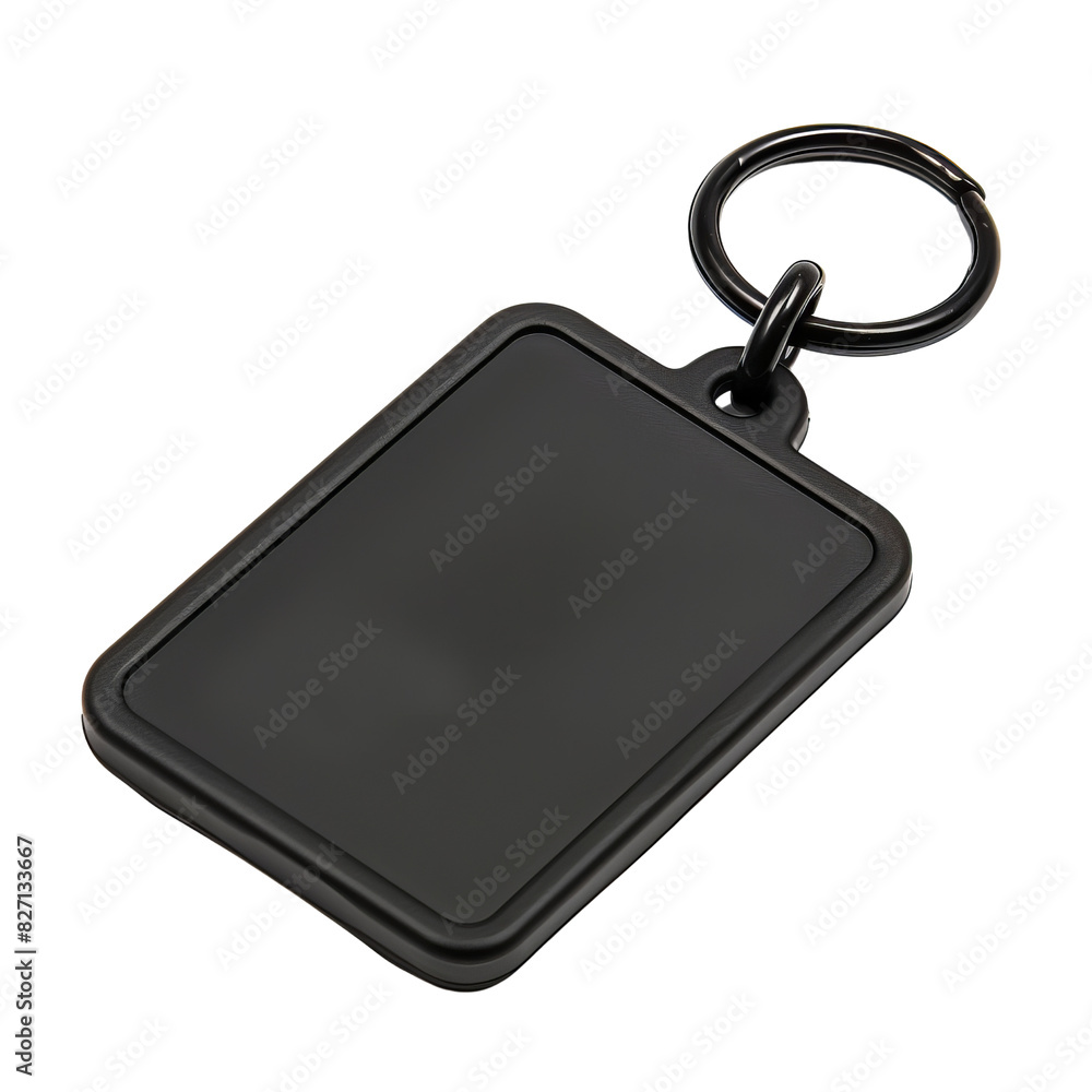 Black Rectangular Keychain with Metal Keyring Black Rectangular Keychain with Metal Keyring