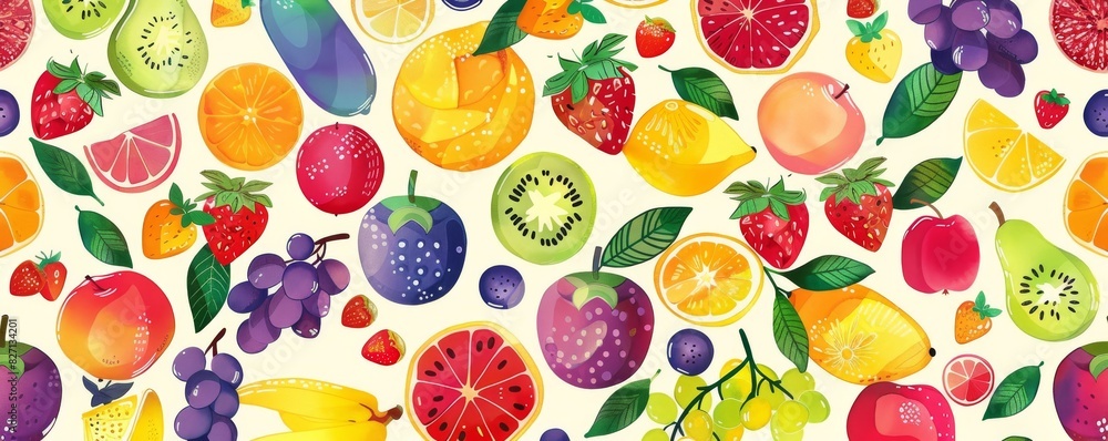 abundant fruits flat design top view prosperity theme cartoon drawing Analogous Color Scheme abundant fruits flat design top view prosperity theme cartoon drawing Analogous Color Scheme