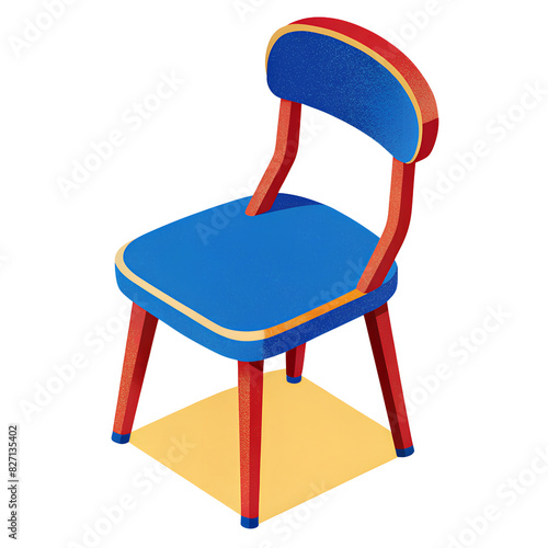 Blue Plastic Chair Illustration, Bedside Decoration.