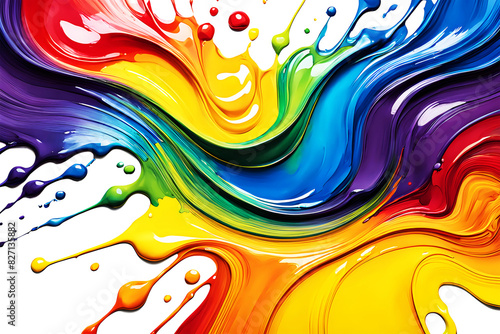 multicolor paint spilled onto the canvas, creating an interesting abstract drawing, a pattern of lines, halftones, causing different associations in your design. fluid art