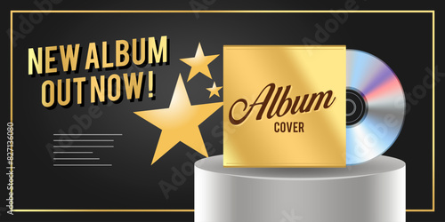 New album out now vector. Realistic vector cd with album cover vector illustration. CD or DVD compact disc. Realistic vector compact disk. The CD-DVD compact disc and empty paper case