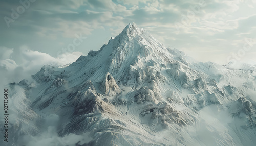 A large white mountain is the main focus of the image