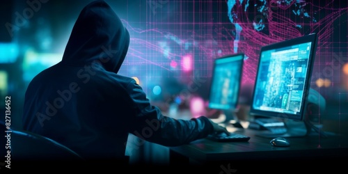 Hacker breaking into security network system stealing user personal data and financial information. Cyber crime attack, fraud and malware threat in digital transaction against business data protection © alisaaa