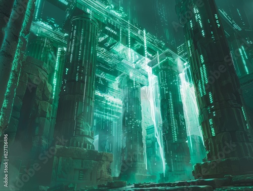 An ethereal fantasy world merging with a futuristic stock market © Pornarun