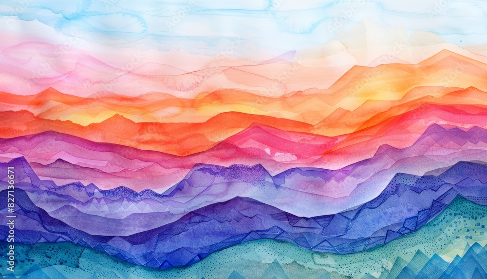 Ripple: A Vibrant Abstract Watercolor Landscape