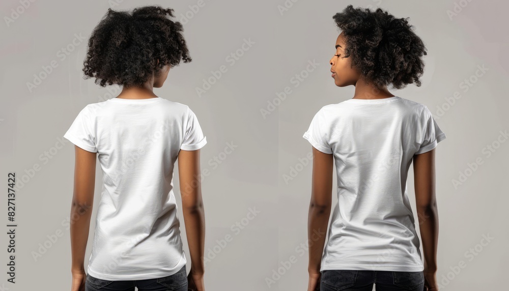 Blank Canvas: African American Girl in White T-Shirt Design Template Blank Canvas: African American Girl in White T-Shirt Design Template