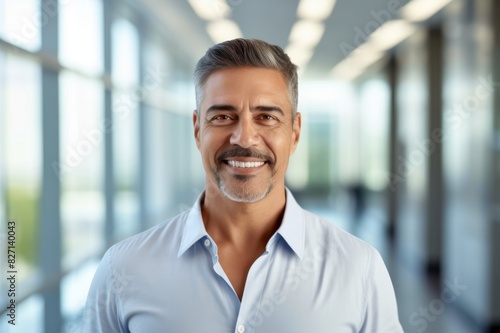 Headshot portrait of confident handsome mature middle age businessman at office Headshot close up portrait of indian or latin confident mature good looking middle age leader, ceo male businessman