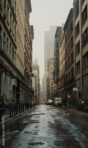 A city street with a lot of buildings and a lot of rain © Tremens Productions